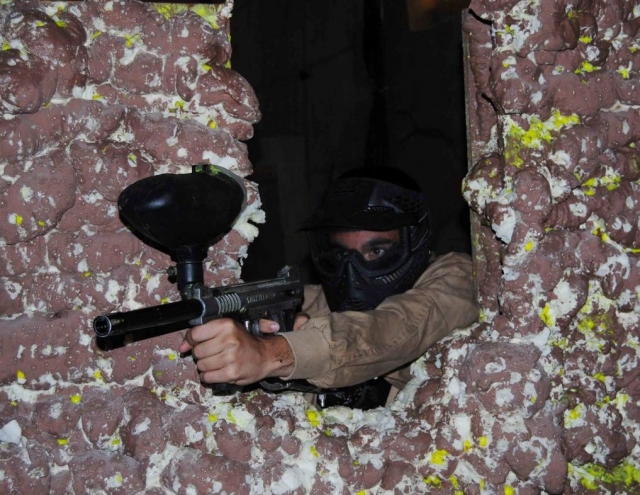  Shooting through the hole in the wall 